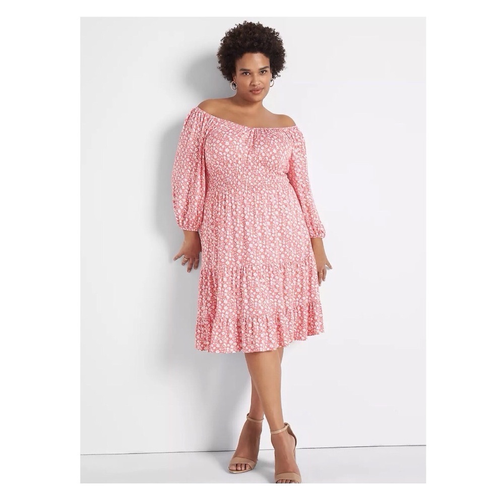 Lane Bryant Pink Floral Midi Dress size 26/28
